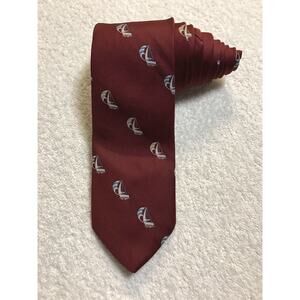 Shermans Red Sailboats Vintage Novelty Tie Necktie 100% Polyester